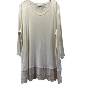 LOGO by Lori Goldstein Tunic Women's XL Lace Bottom Lagenlook  Fairy Whimsy